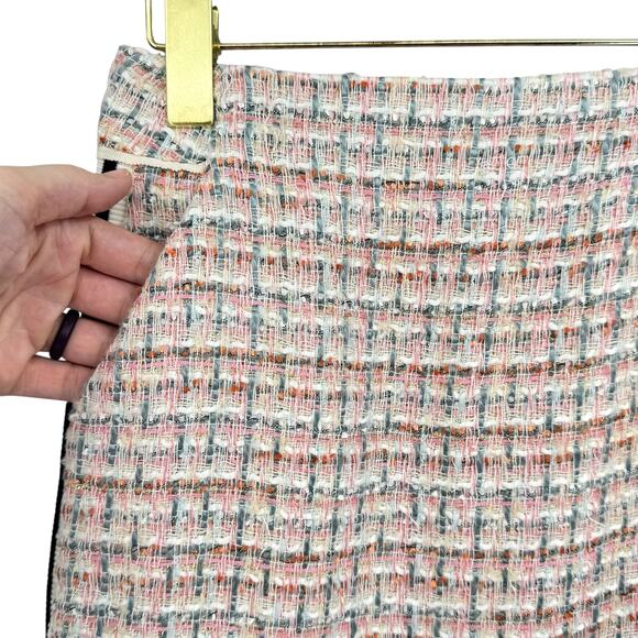 Maeve Anthropologie Pink Tweed Side Knit Tuxedo Stripe High Waist Pencil Skirt - Picture 6 of 11